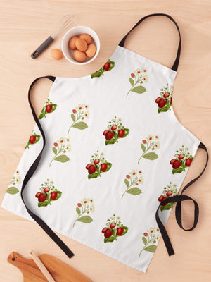 I Love Strawberries Apron and Matching Kitchen Mat with Vintage Inspired Strawberry Pattern